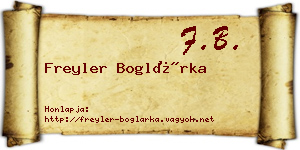 Freyler Boglárka névjegykártya